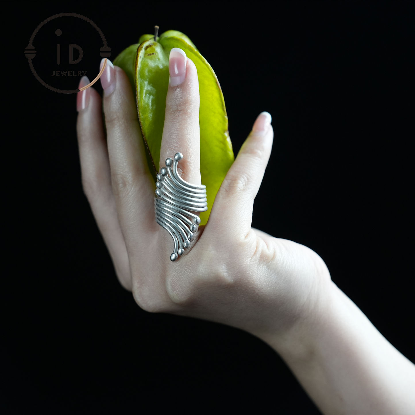 Sculptural Silver Ring – Handmade Statement Jewelry, Modern Design, Futuristic Style, Unique Artisan Ring