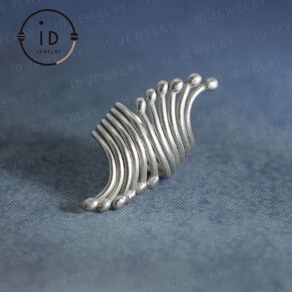 Sculptural Silver Ring – Handmade Statement Jewelry, Modern Design, Futuristic Style, Unique Artisan Ring