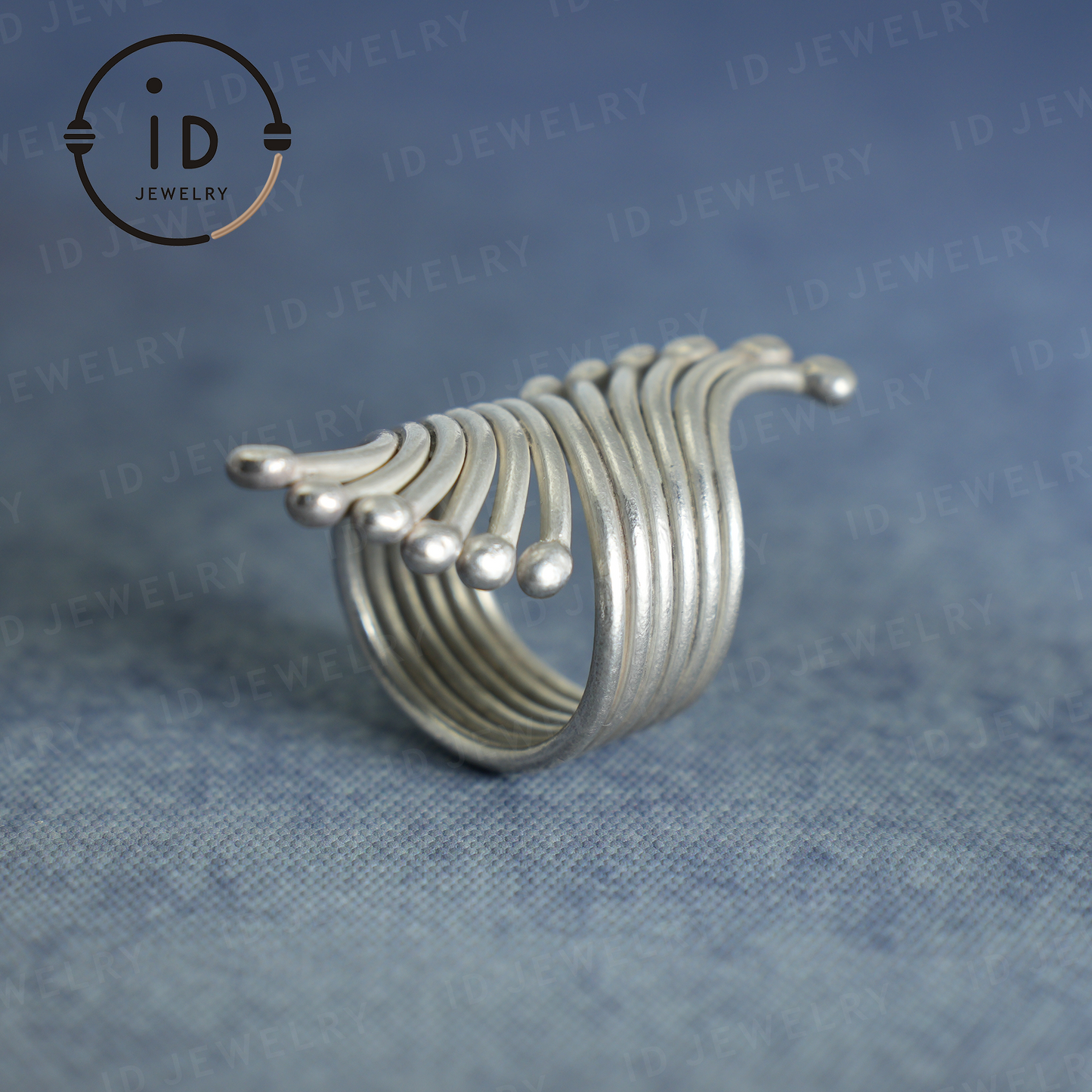 Sculptural Silver Ring – Handmade Statement Jewelry, Modern Design, Futuristic Style, Unique Artisan Ring