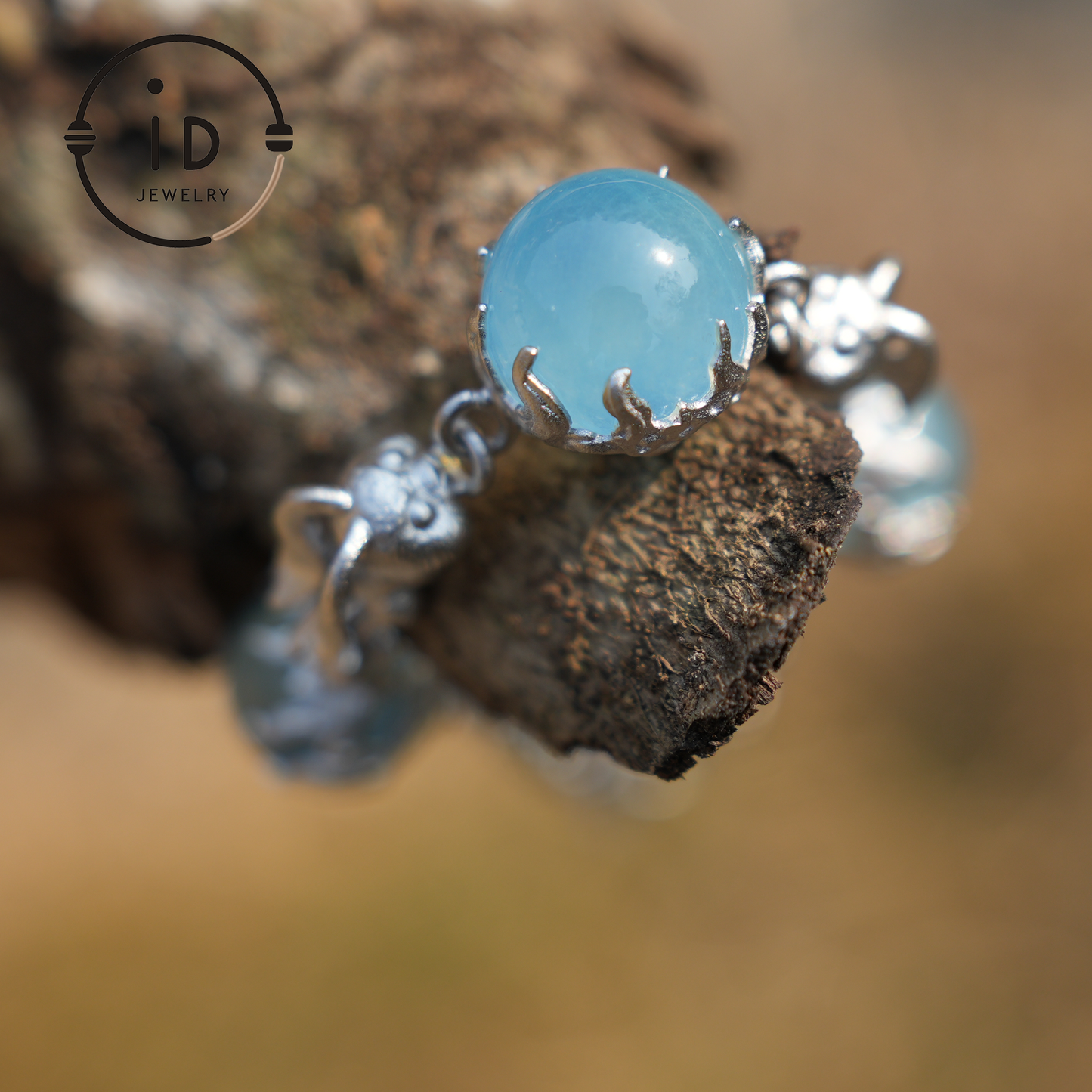 925 Sterling Silver Rabbit Bracelet with Aquamarine – Handcrafted Elegant Jewelry, Perfect Gift for Special Occasions