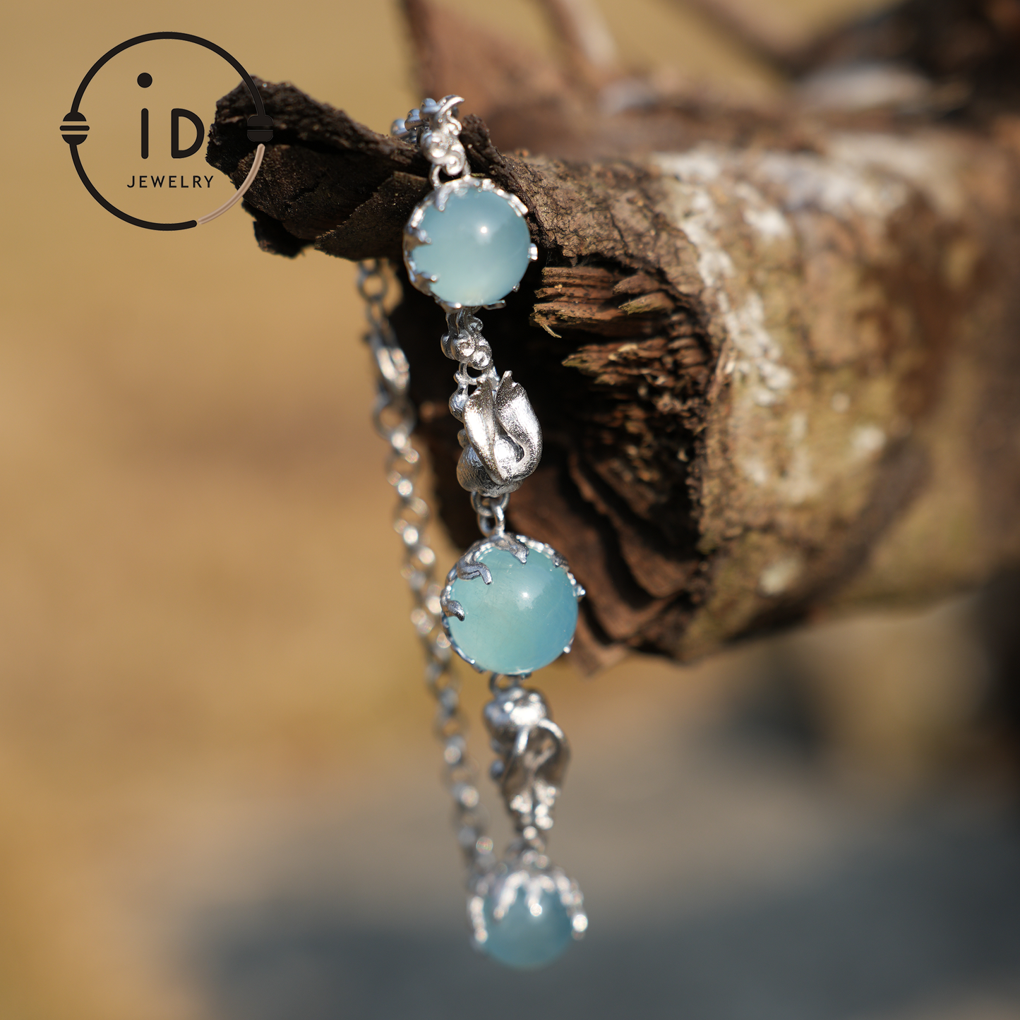 925 Sterling Silver Rabbit Bracelet with Aquamarine – Handcrafted Elegant Jewelry, Perfect Gift for Special Occasions