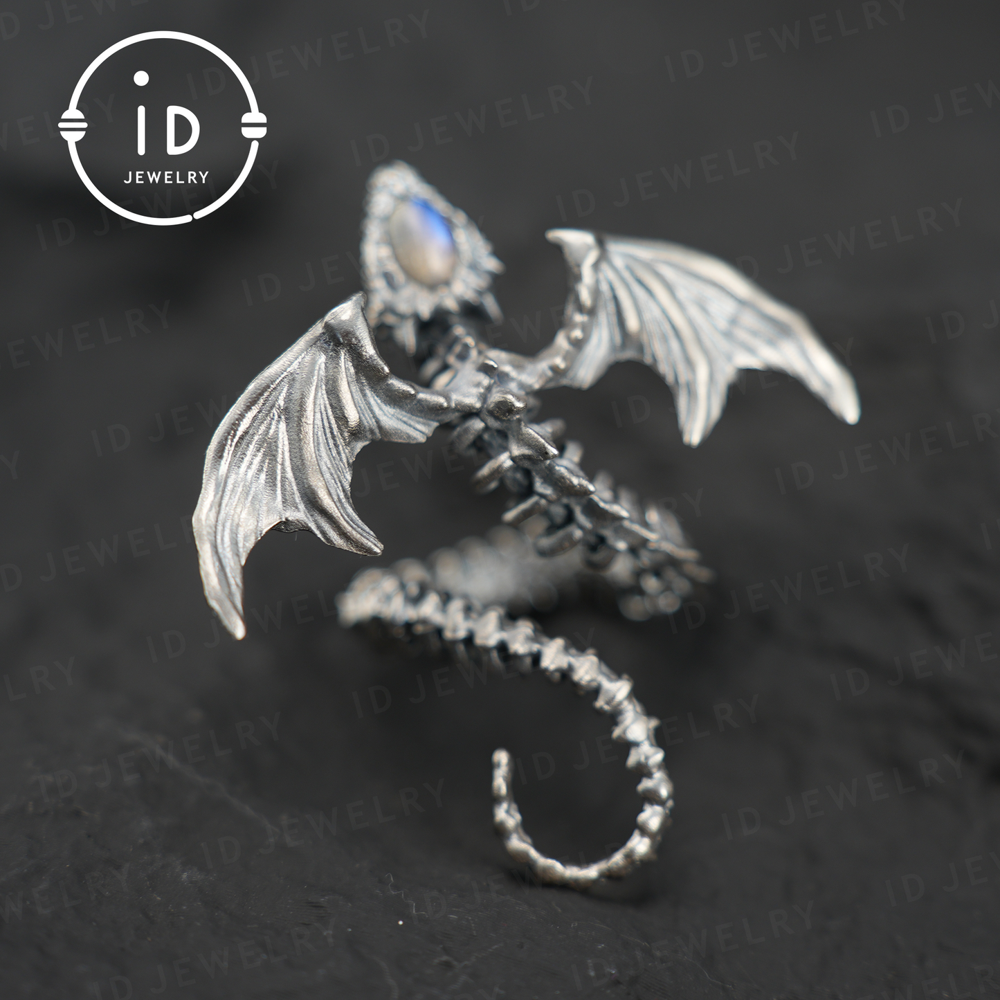 Dragon Ring with labradorite| Handmade Gothic Jewelry| Mystical Bone Ring| Fantasy Dragon Ring| Magic Silver Ring