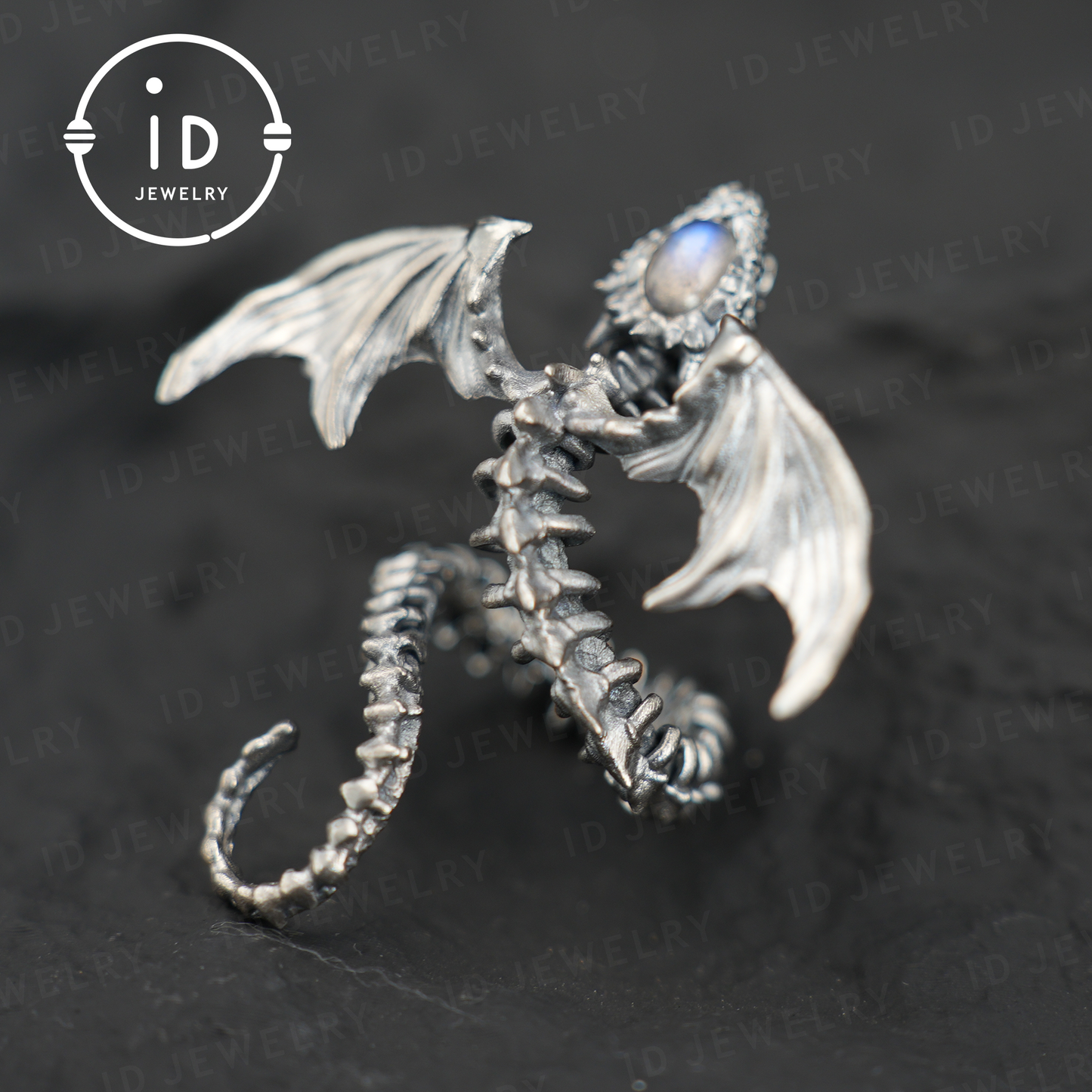 Dragon Ring with labradorite| Handmade Gothic Jewelry| Mystical Bone Ring| Fantasy Dragon Ring| Magic Silver Ring
