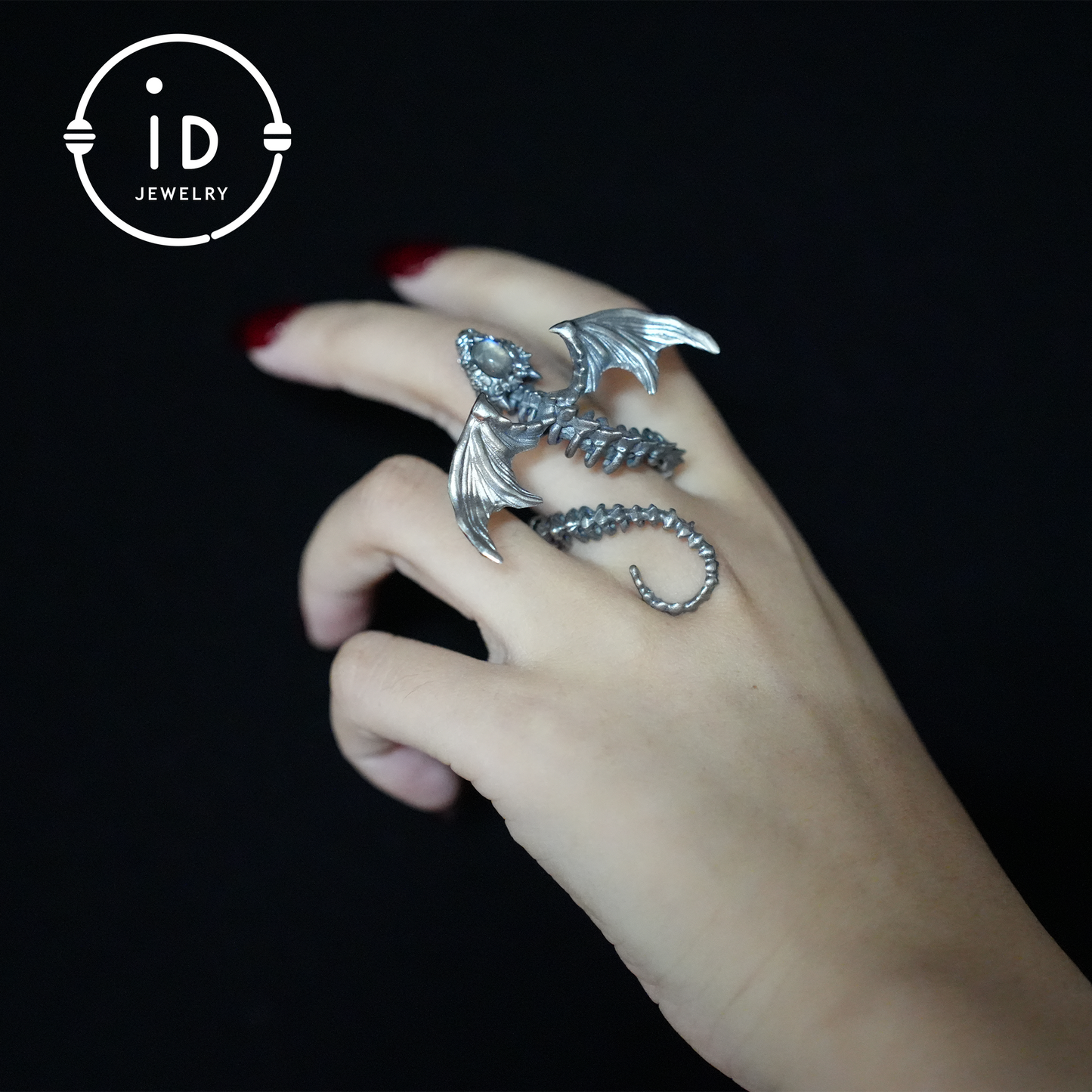 Dragon Ring with labradorite| Handmade Gothic Jewelry| Mystical Bone Ring| Fantasy Dragon Ring| Magic Silver Ring