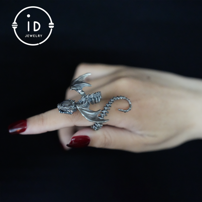 Dragon Ring with labradorite| Handmade Gothic Jewelry| Mystical Bone Ring| Fantasy Dragon Ring| Magic Silver Ring