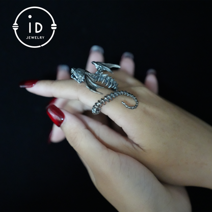 Dragon Ring with labradorite| Handmade Gothic Jewelry| Mystical Bone Ring| Fantasy Dragon Ring| Magic Silver Ring