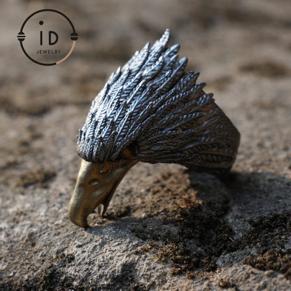 Sky Guardian Eagle Ring - 925 Sterling Silver with Tiger's Eye Gemstone, Handcrafted Eagle Design Jewelry