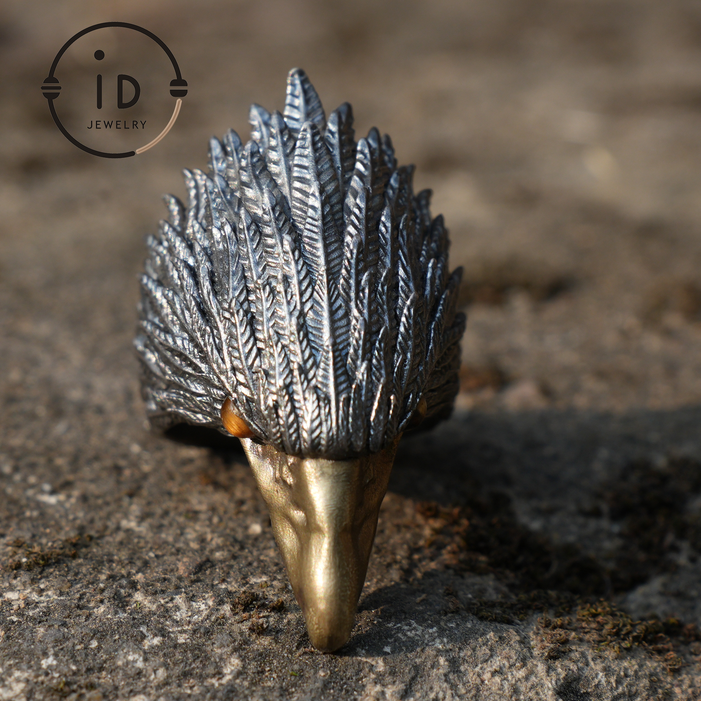Sky Guardian Eagle Ring - 925 Sterling Silver with Tiger's Eye Gemstone, Handcrafted Eagle Design Jewelry