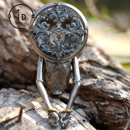 Handmade 925 Sterling Silver Cyber-Gothic Goddess Pendant Necklace | Dark Fantasy Talisman | Feminist Power Symbol | Unique Halloween Gift