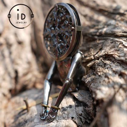 Handmade 925 Sterling Silver Cyber-Gothic Goddess Pendant Necklace | Dark Fantasy Talisman | Feminist Power Symbol | Unique Halloween Gift