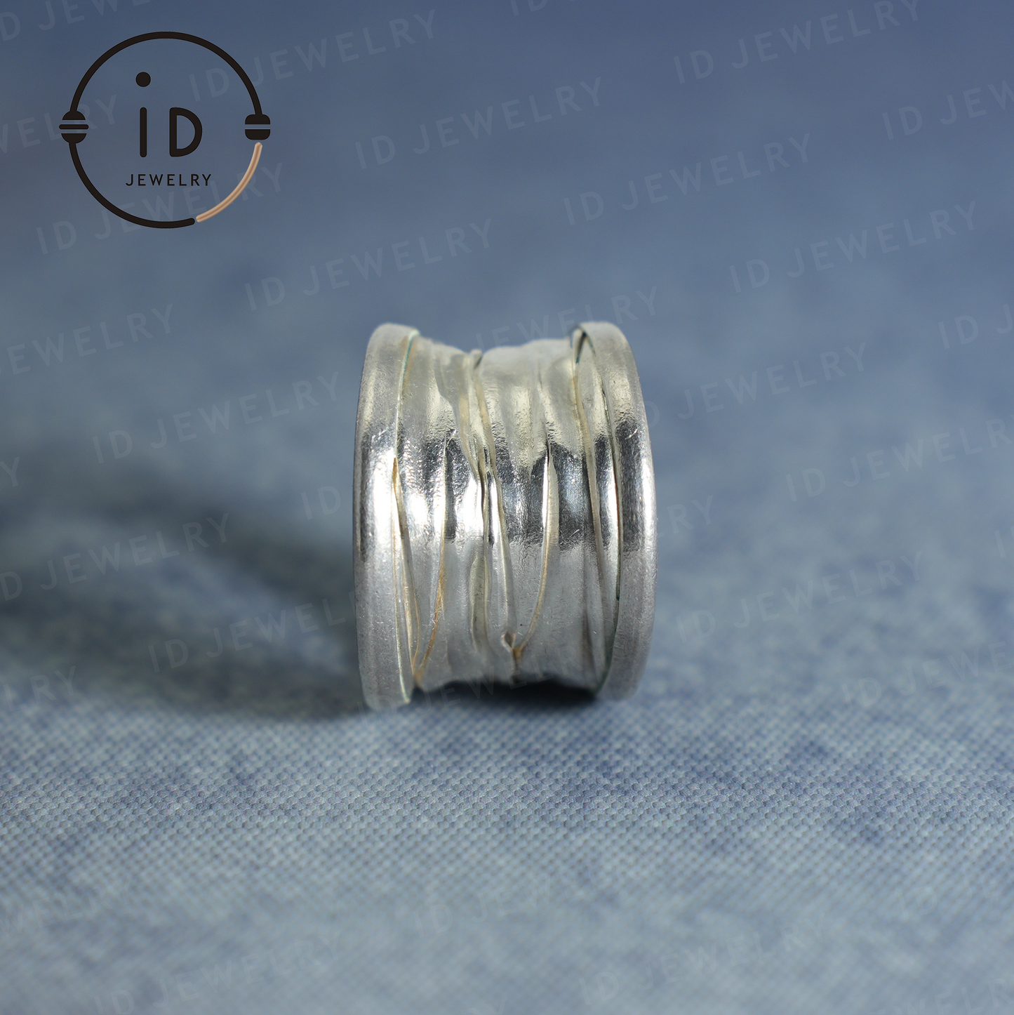 Textured Wide Silver Ring – Handmade Minimalist Band, Organic Wabi-Sabi Jewelry, Sculptural Statement Piece