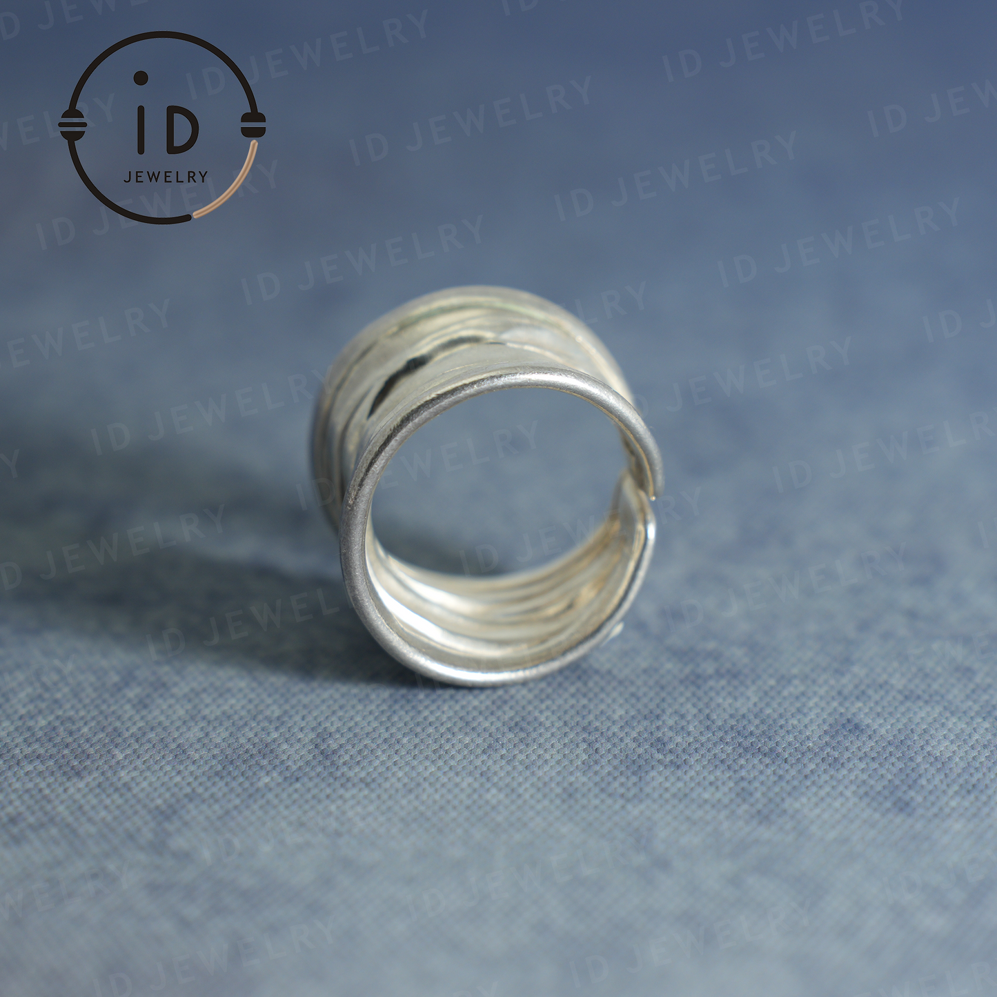 Textured Wide Silver Ring – Handmade Minimalist Band, Organic Wabi-Sabi Jewelry, Sculptural Statement Piece