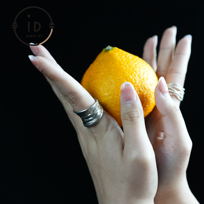 Textured Wide Silver Ring – Handmade Minimalist Band, Organic Wabi-Sabi Jewelry, Sculptural Statement Piece