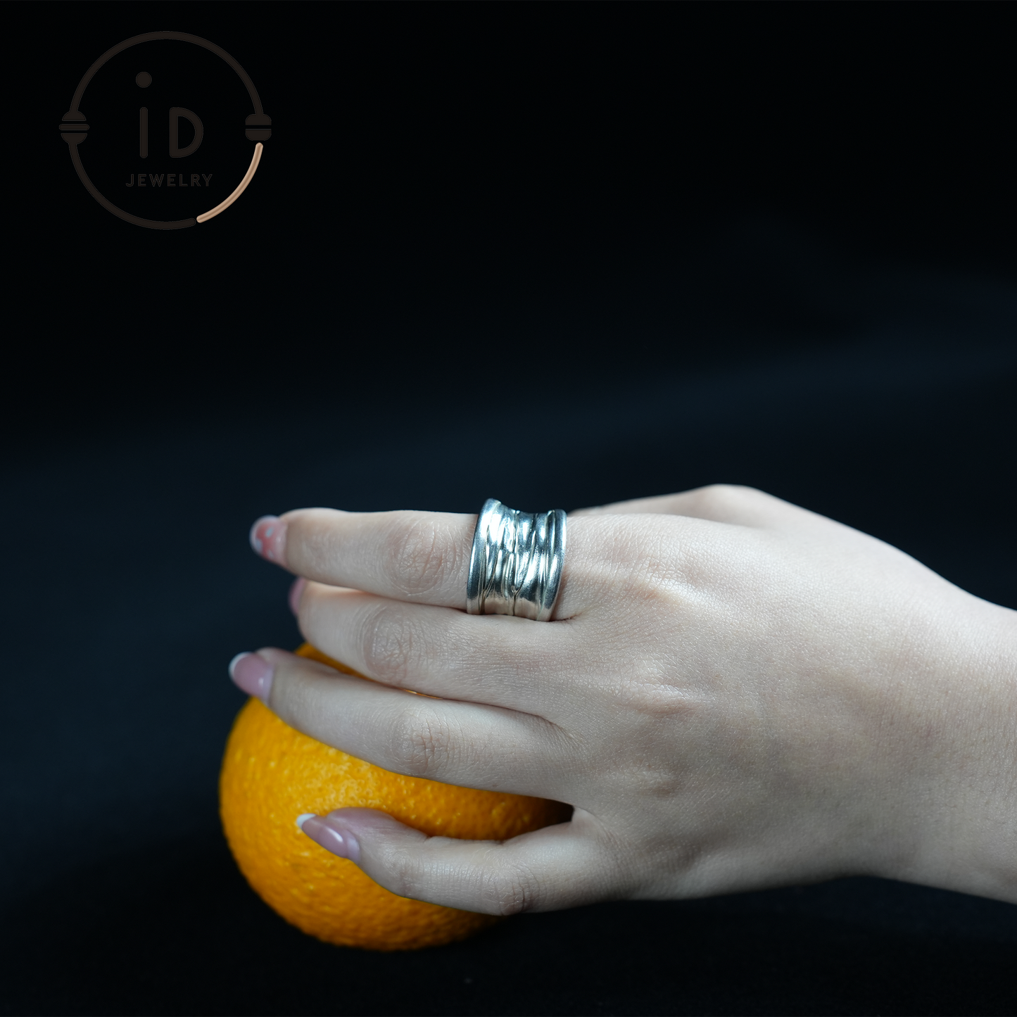 Textured Wide Silver Ring – Handmade Minimalist Band, Organic Wabi-Sabi Jewelry, Sculptural Statement Piece