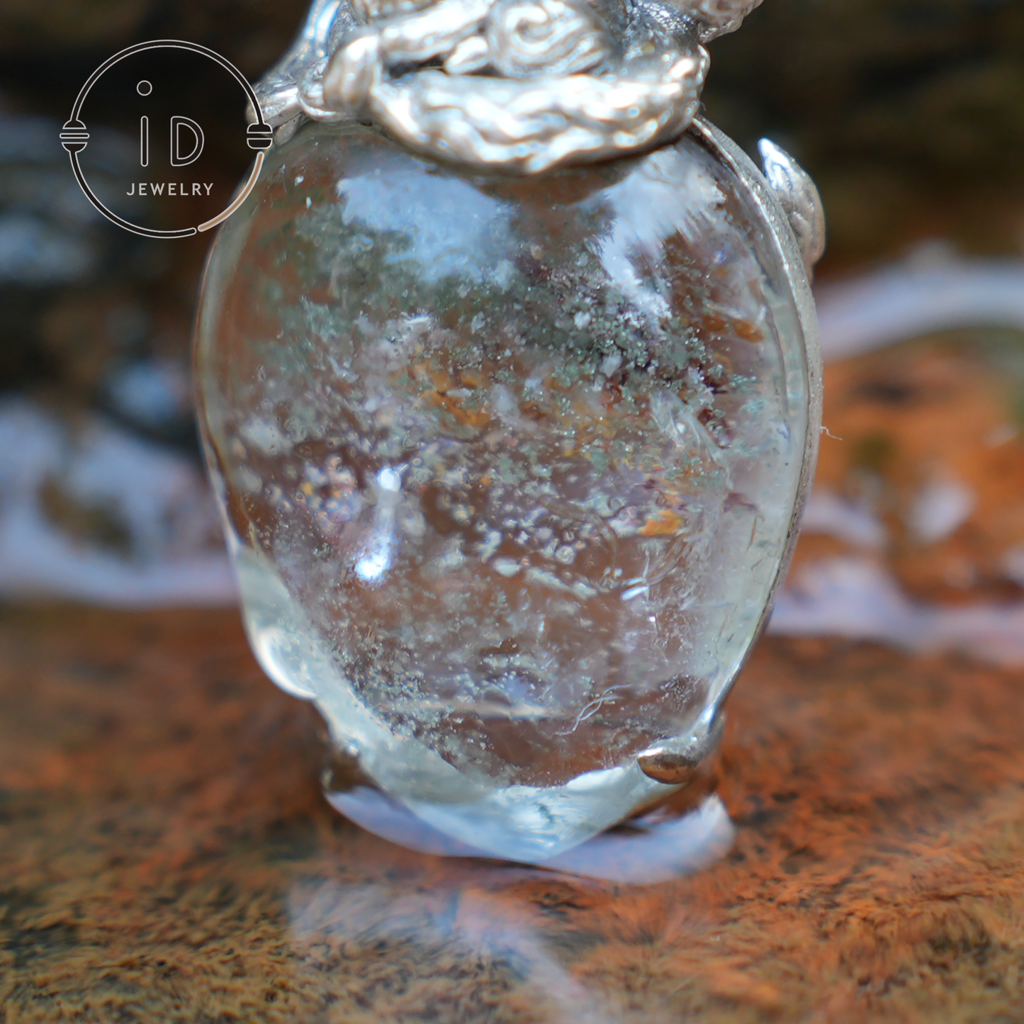 Fox Spirit Crystal Pendant, Handcrafted 925 Sterling Silver Jewelry with phantom quartz, Unique Fantasy Pendant, Perfect Gift for Special Occasions