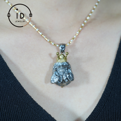 Flying Turtle Pendant · Handmade Fantasy Jewelry in Silver & Brass · Animal Amulet Gift for Nature Lovers and Whimsical Souls